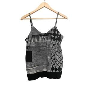 Vintage Jams World Nori Tank Top Women Size Large Black White Arty Tribal Boho